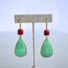 One of a Kind - Ruby & Chrysoprase Drop Earrings