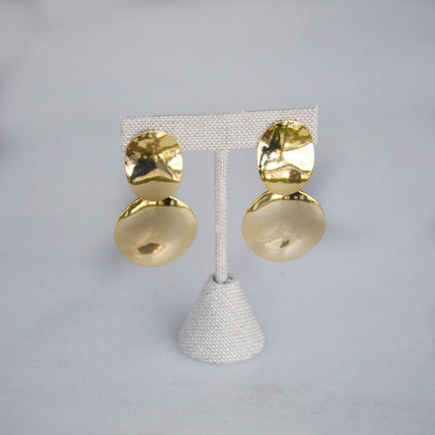 Wavy Double Polished Gold Cocktail Earrings
